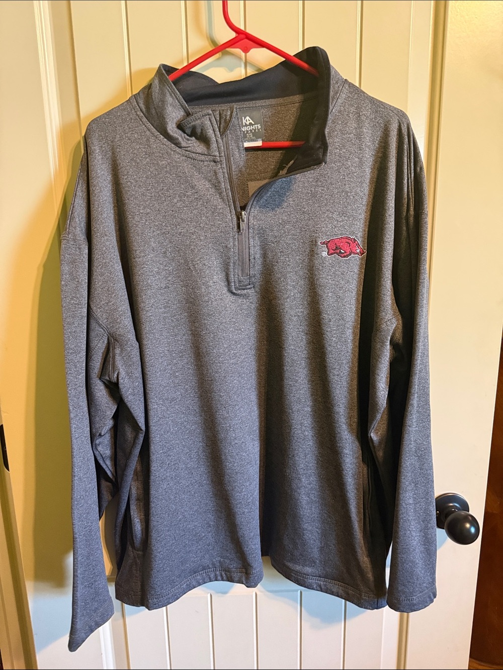 Knights Apparel Men's Heather Gray Quarter-Zip Pullover with Red Logo